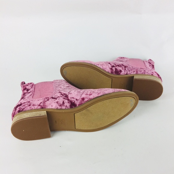 New Toms Ella Faded Rose Velvet Ankle Booties - Picture 6 of 6